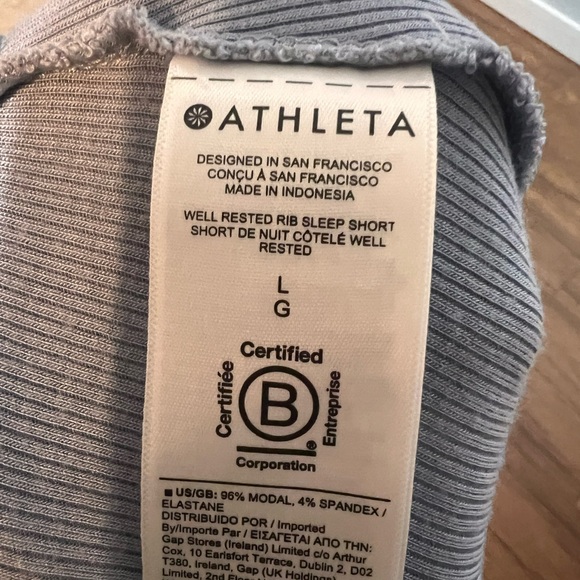 Athleta Well Rested Rib Sleep Short Size Large Blue Ribbed Soft - Picture 9 of 9